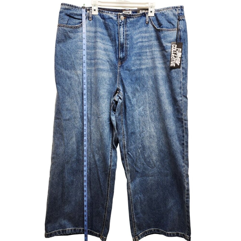 Wide Leg Mid Rise Blue Denim Jeans Size 22 Future Collective Womens Casual - Picture 6 of 10